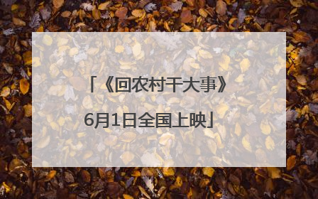 《回农村干大事》6月1日全国上映