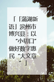 「蒲湖新语」滨州市博兴县：以“小切口”做好数字惠民“大文章”