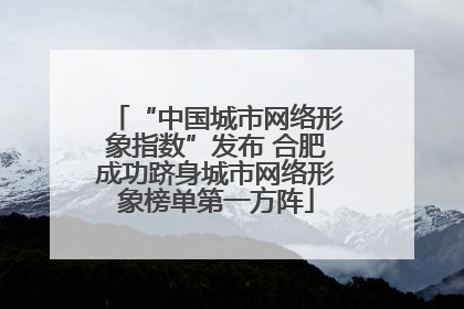 “中国城市网络形象指数”发布 合肥成功跻身城市网络形象榜单第一方阵