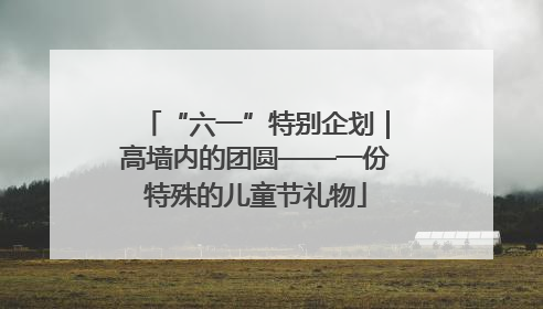 “六一”特别企划｜高墙内的团圆——一份特殊的儿童节礼物