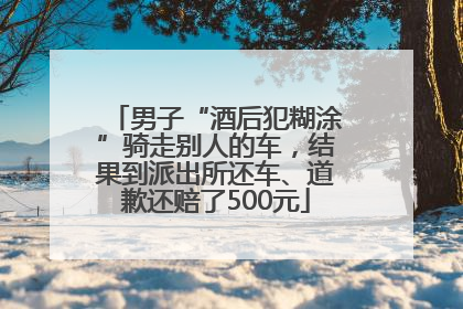 男子“酒后犯糊涂”骑走别人的车，结果到派出所还车、道歉还赔了500元