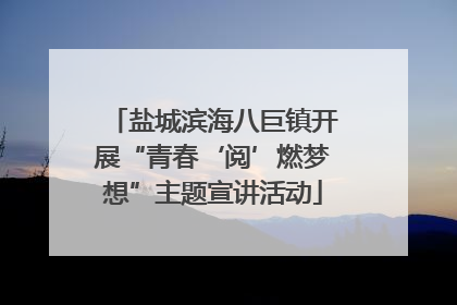 盐城滨海八巨镇开展“青春‘阅’燃梦想”主题宣讲活动