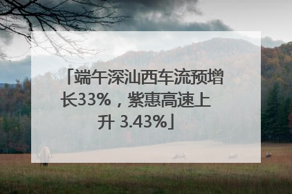 端午深汕西车流预增长33%，紫惠高速上升 3.43%