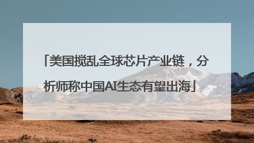 美国搅乱全球芯片产业链，分析师称中国AI生态有望出海