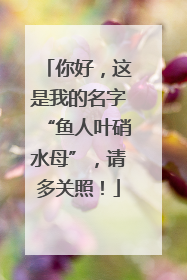 你好，这是我的名字“鱼人叶硝水母”，请多关照！
