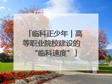 临科正少年｜高等职业院校建设的“临科速度”
