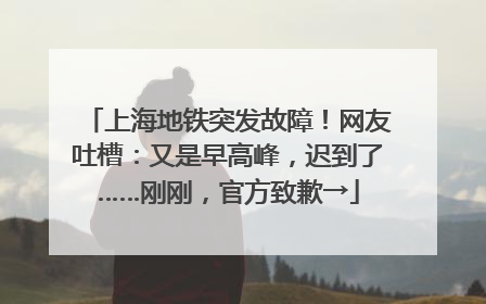 上海地铁突发故障！网友吐槽：又是早高峰，迟到了……刚刚，官方致歉→