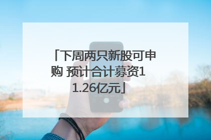 下周两只新股可申购 预计合计募资11.26亿元