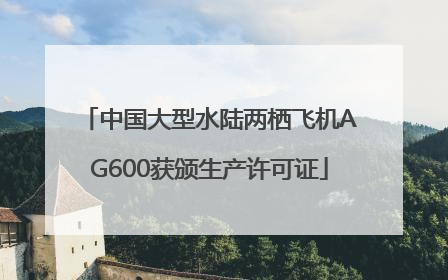 中国大型水陆两栖飞机AG600获颁生产许可证