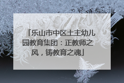 乐山市中区土主幼儿园教育集团：正教师之风，铸教育之魂
