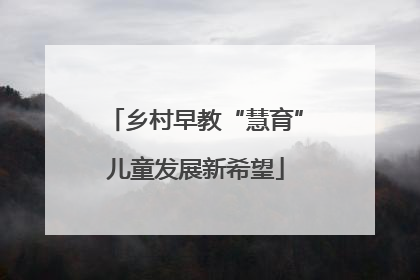 乡村早教“慧育”儿童发展新希望