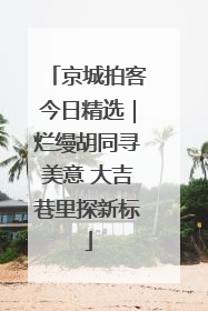 京城拍客今日精选｜烂缦胡同寻美意 大吉巷里探新标