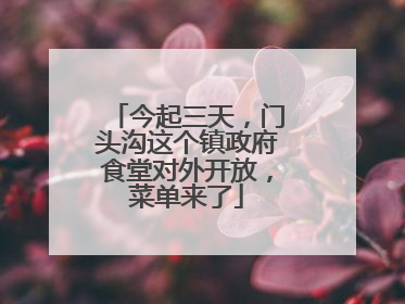 今起三天，门头沟这个镇政府食堂对外开放，菜单来了