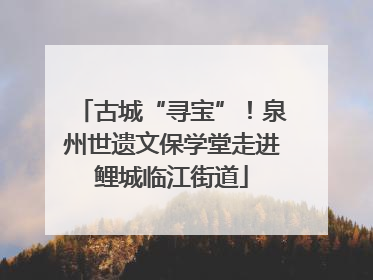 古城“寻宝”！泉州世遗文保学堂走进鲤城临江街道
