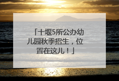 十堰5所公办幼儿园秋季招生，位置在这儿！