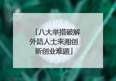 八大举措破解外籍人士来湘创新创业难题