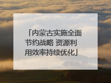 内蒙古实施全面节约战略 资源利用效率持续优化