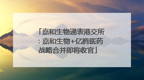 嘉和生物递表港交所：嘉和生物+亿腾医药战略合并即将收官