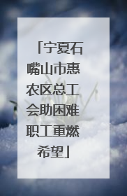 宁夏石嘴山市惠农区总工会助困难职工重燃希望