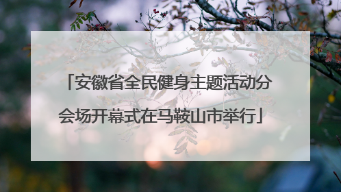 安徽省全民健身主题活动分会场开幕式在马鞍山市举行
