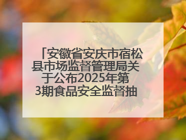 安徽省安庆市宿松县市场监督管理局关于公布2025年第3期食品安全监督抽检信息的通告