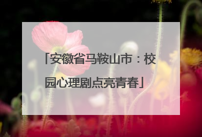 安徽省马鞍山市：校园心理剧点亮青春