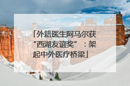 外籍医生阿马尔获“西湖友谊奖”：架起中外医疗桥梁