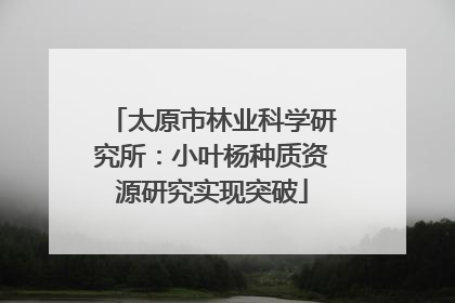 太原市林业科学研究所：小叶杨种质资源研究实现突破