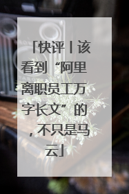 快评丨该看到“阿里离职员工万字长文”的，不只是马云