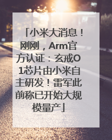 小米大消息！刚刚，Arm官方认证：玄戒O1芯片由小米自主研发！雷军此前称已开始大规模量产
