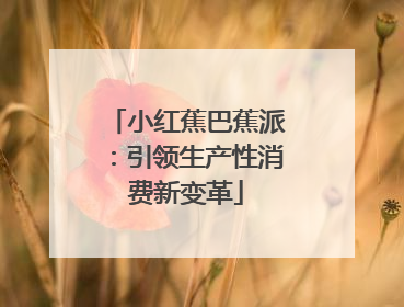 小红蕉巴蕉派：引领生产性消费新变革