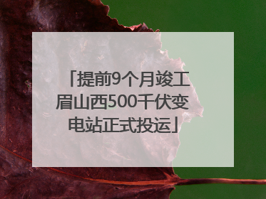 提前9个月竣工 眉山西500千伏变电站正式投运