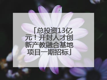 总投资13亿元！开封人才创新产教融合基地项目一期招标