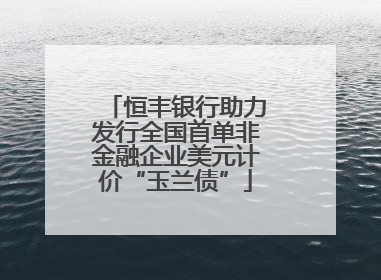 恒丰银行助力发行全国首单非金融企业美元计价“玉兰债”