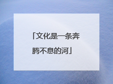 文化是一条奔腾不息的河
