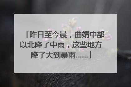 昨日至今晨，曲靖中部以北降了中雨，这些地方降了大到暴雨……