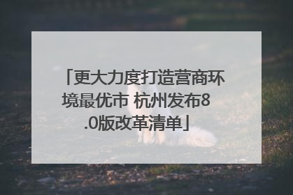 更大力度打造营商环境最优市 杭州发布8.0版改革清单