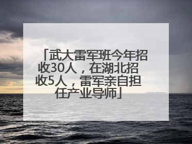 武大雷军班今年招收30人，在湖北招收5人，雷军亲自担任产业导师