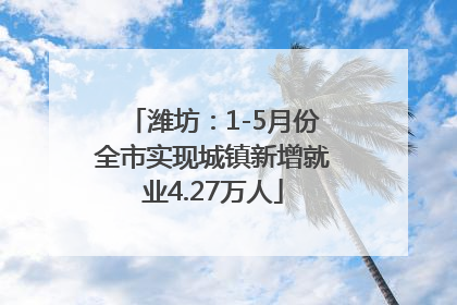 潍坊：1-5月份全市实现城镇新增就业4.27万人
