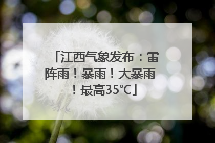 江西气象发布：雷阵雨！暴雨！大暴雨！最高35℃