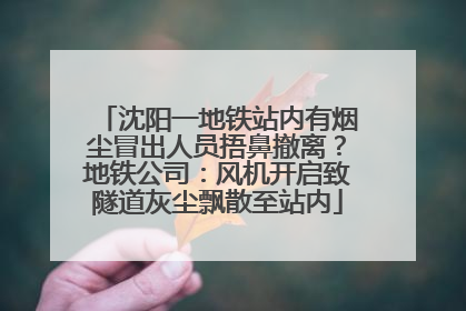 沈阳一地铁站内有烟尘冒出人员捂鼻撤离？地铁公司：风机开启致隧道灰尘飘散至站内