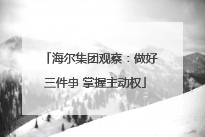 海尔集团观察：做好三件事 掌握主动权