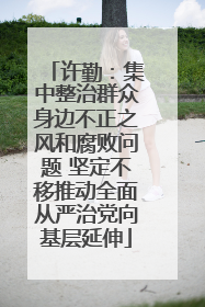 许勤：集中整治群众身边不正之风和腐败问题 坚定不移推动全面从严治党向基层延伸