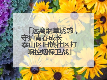 远离烟草诱惑，守护青春成长——泰山区旧镇社区打响控烟保卫战