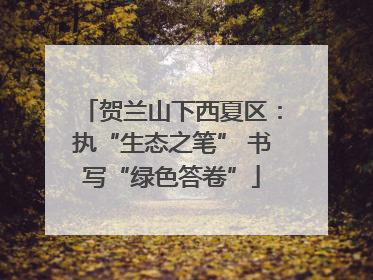 贺兰山下西夏区：执“生态之笔” 书写“绿色答卷”