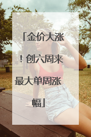 金价大涨！创六周来最大单周涨幅