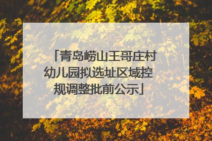 青岛崂山王哥庄村幼儿园拟选址区域控规调整批前公示