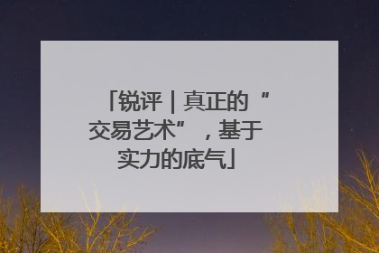 锐评｜真正的“交易艺术”，基于实力的底气