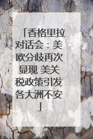 香格里拉对话会：美欧分歧再次显现 美关税政策引发各大洲不安