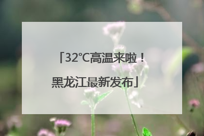 32℃高温来啦！黑龙江最新发布
